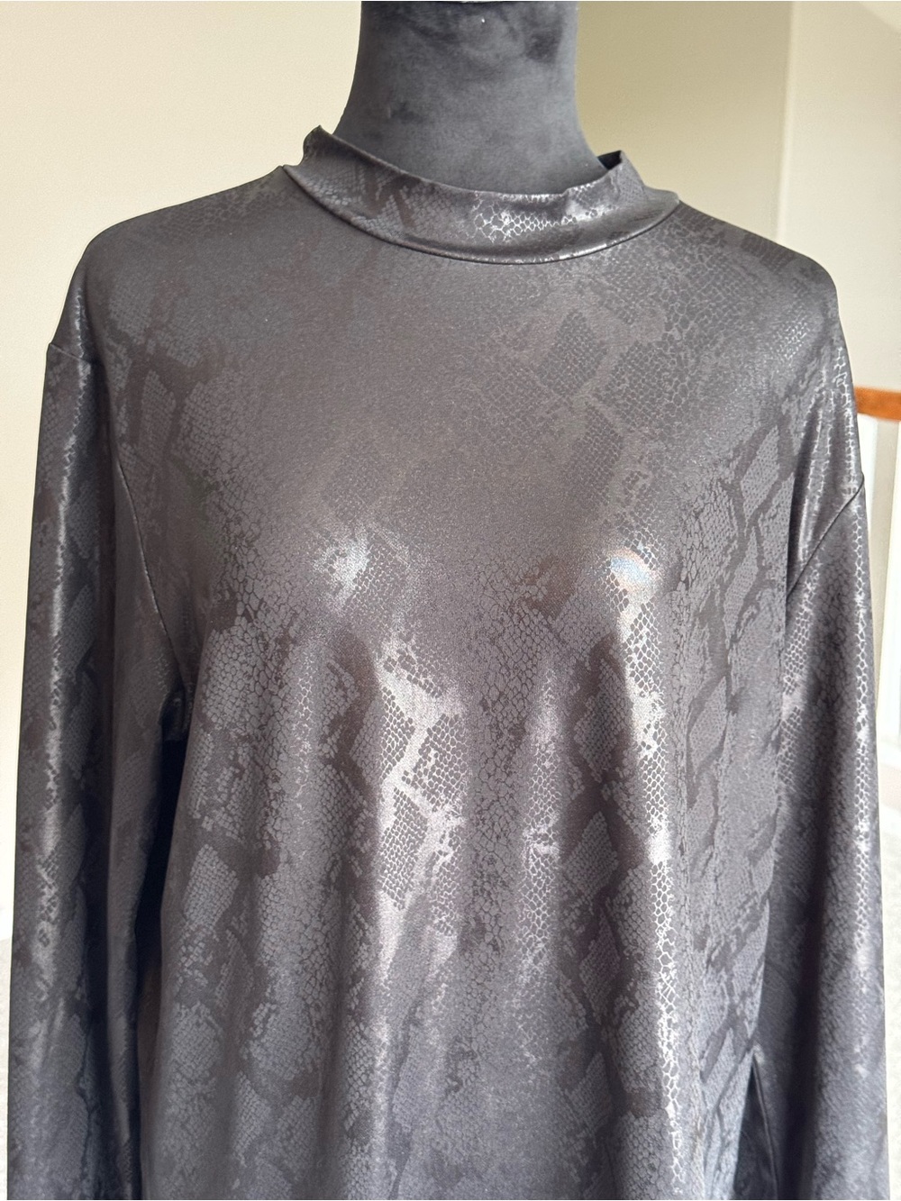 ASOS Black Snakeskin Long Sleeve Top XXL